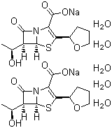 CAS 登录号：106560-14-9, 法罗培南钠, (5R,6S)-6-[(1R)-1-羟乙基]-7-氧代-3-[(2R)-2-四氢呋喃基]-4-硫杂-1-氮杂双环[3.2.0]庚-2-烯-2-羧酸单钠盐二倍半水合物