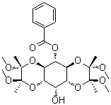 1,6-O-[(1R,2R)-1,2-二甲氧基-1,2-二甲基-1,2-乙二基]-3,4-O-[(1S,2S)-1,2-二甲氧基-1,2-二甲基-1,2-乙二基]-myo-肌醇 5-苯甲酸酯分子结构 (CAS 1068088-78-7)