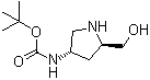 N-[(3S,5R)-5-(羟甲基)-3-吡咯烷基]氨基甲酸叔丁酯分子结构 (CAS 1070295-74-7)