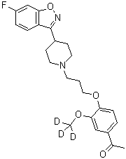 CAS 登录号：1071167-49-1, 1-[4-[3-[4-(6-氟-1,2-苯并异恶唑-3-基)-1-哌啶基]丙氧基]-3-(三氘甲氧基)苯基]乙酮