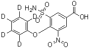 3-硝基-4-(五氘苯氧基)-5-氨基磺酰基苯甲酸分子结构 (CAS 1072125-53-1)