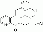 CAS # 107256-31-5, 3-[2-(3-Chlorophenyl)ethyl]-2-pyridyl 1-methyl-4-piperidyl ketone hydrochloride, [3-[2-(3-Chlorophenyl)ethyl]-2-pyridinyl](1-methyl-4-piperidinyl)methanone hydrochloride