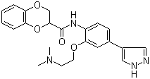 structure of CAS# 1072959-67-1, N-[2-[2-(Dimethylamino)ethoxy]-4-(1H-pyrazol-4-yl)phenyl]-2,3-dihydro-1,4-benzodioxin-2-carboxamide