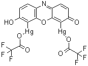 [mu-(7-羟基-3-氧代-3H-吩恶嗪-4,6-二基)]二(2,2,2-三氟乙酸)二汞分子结构 (CAS 1073288-58-0)