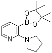 CAS # 1073354-41-2, 2-(Pyrrolidin-1-yl)pyridine-3-boronic acid pinacol ester, 2-(1-Pyrrolidino)-3-(4,4,5,5-tetramethyl-1,3,2-dioxaborolan-2-yl)pyridine