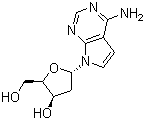 7-(2-脱氧-beta-D-苏式-呋喃戊糖基)-7H-吡咯并[2,3-d]嘧啶-4-胺分子结构 (CAS 107729-48-6)