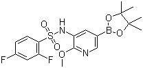 2,4-二氟-N-[2-(甲氧基)-5-(4,4,5,5-四甲基-1,3,2-二氧杂硼烷-2-基)-3-吡啶基]苯磺酰胺分子结构 (CAS 1083326-73-1)