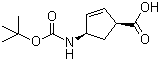 (1R,4S)-N-Boc-1-aminocyclopent-2-ene-4-carboxylic acid molecular structure (CAS 108999-93-5)