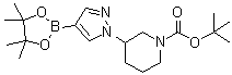 3-[4-(4,4,5,5-四甲基-1,3,2-二氧硼杂环戊烷-2-基)-1H-吡唑-1-基]-1-哌啶羧酸叔丁酯分子结构 (CAS 1092563-74-0)