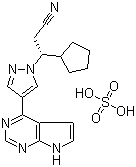 (betaR)-beta-环戊基-4-(7H-吡咯并[2,3-d]嘧啶-4-基)-1H-吡唑-1-丙腈硫酸盐分子结构 (CAS 1092939-16-6)