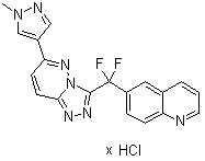 CAS 登录号：1093204-20-6, 6-[二氟[6-(1-甲基-1H-吡唑-4-基)-1,2,4-三氮唑并[4,3-b]哒嗪-3-基]甲基]-喹啉盐酸盐