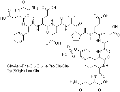 甘氨酰-天冬氨酰-苯丙氨酰-谷氨酰-谷氨酰-异亮氨酰-脯氨酰-谷氨酰-谷氨酰-硫酸化酪氨酰-亮氨酰-谷氨酰胺分子结构 (CAS 109528-49-6)
