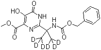 2-[2-(苄氧基羰基氨基)-(1,3-D6-丙烷)-2-基]-5-羟基-6-氧代-1,6-二氢嘧啶-4-甲酸甲酯分子结构 (CAS 1100750-73-9)