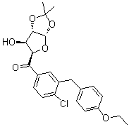 structure of CAS# 1103738-30-2, (5S)-1-C-[4-氯-3-[(4-乙氧基苯基)甲基]苯基]-4,5-O-(1-甲基亚乙基)-D-戊二醛-5,2-呋喃木糖