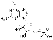 2'-C-甲基-6-O-甲基-5'-鸟苷酸分子结构 (CAS 1106011-28-2)