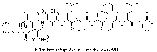 L-苯丙氨酰-L-异亮氨酰-L-天冬氨酰胺酰-L-alpha-天冬氨酰-L-alpha-谷氨酰-L-异亮氨酰-L-苯丙氨酰-L-缬氨酰-L-alpha-谷氨酰-L-亮氨酸分子结构 (CAS 1107628-57-8)