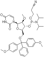 structure of CAS# 110764-79-9, 5'-O-(4,4-二甲氧基三苯甲基)-2'-O-甲基尿苷-3'-(2-氰基乙基-N,N-二异丙基)亚磷酰胺