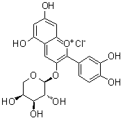 structure of CAS# 111613-04-8, 矢车菊素 3-O-alpha-L-阿拉伯糖吡喃糖苷