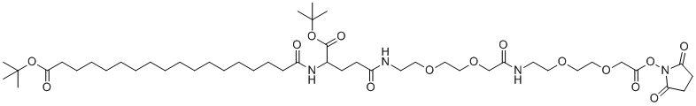 structure of CAS# 1118767-15-9, Bis(2-methyl-2-propanyl) 1-[(2,5-dioxo-1-pyrrolidinyl)oxy]-1,10,19,24-tetraoxo-3,6,12,15-tetraoxa-9,18,23-triazatetracontane-22,40-dicarboxylate