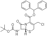 (6R,7R)-3-(氯甲基)-7-[[叔丁氧羰基]氨基]-8-氧代-5-硫杂-1-氮杂双环[4.2.0]辛-2-烯-2-羧酸二苯甲酯分子结构 (CAS 112028-91-8)