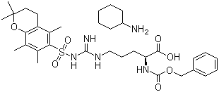 N-Cbz-N'-(2,2,5,7,8-Pentamethylchroman-6-sulfonyl)-L-arginine cyclohexylammonium salt molecular structure (CAS 112160-33-5)