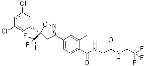 4-[(5R)-5-(3,5-二氯苯基)-4,5-二氢-5-(三氟甲基)-3-异恶唑基]-2-甲基-N-[2-氧代-2-[(2,2,2-三氟乙基)氨基]乙基]苯甲酰胺分子结构 (CAS 1122022-03-0)