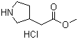 3-吡咯烷乙酸甲酯盐酸盐分子结构 (CAS 1126794-67-9)
