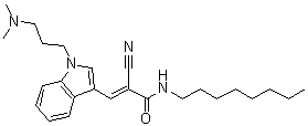 2-氰基-3-[1-[3-(二甲基氨基)丙基]-1H-吲哚-3-基]-N-辛基-2-丙烯酰胺分子结构 (CAS 1128165-88-7)