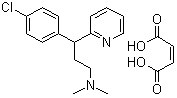 CAS # 113-92-8, Chlorpheniramine maleate, Chlorphenamine hydrogen maleate, 1-p-Chlorophenyl-1-(2-pyridyl)-3-dimethylaminopropane maleate, 1-(N,N-Dimethylamino)-3-(p-chlorophenyl)-3-(alpha-pyridyl)propane maleate