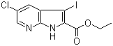structure of CAS# 1132610-98-0, 5-Chloro-3-iodo-1H-pyrrolo[2,3-b]pyridine-2-carboxylic acid ethyl ester