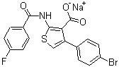 CAS 登录号：1133104-47-8, 4-(4-溴苯基)-2-[(4-氟苯甲酰基)氨基]噻吩-3-羧酸钠盐