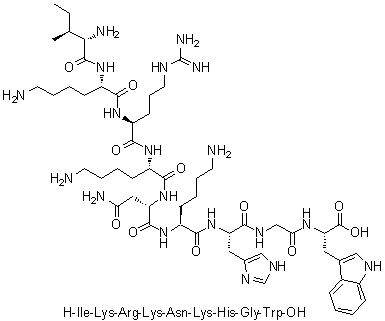 L-异亮氨酰-L-赖氨酰-L-精氨酰-L-赖氨酰-L-天冬氨酰胺酰-L-赖氨酰-L-组氨酰甘氨酰-L-色氨酸分子结构 (CAS 1133961-79-1)