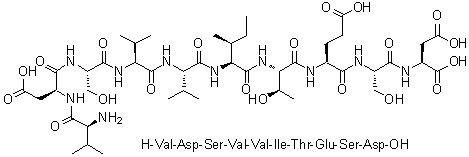 L-缬氨酰-L-alpha-天冬氨酰-L-丝氨酰-L-缬氨酰-L-缬氨酰-L-异亮氨酰-L-苏氨酰-L-alpha-谷氨酰-L-丝氨酰-L-天冬氨酸分子结构 (CAS 1133961-85-9)