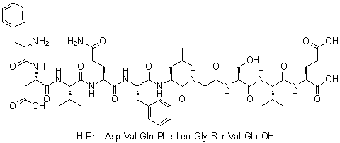 L-苯丙氨酰-L-alpha-天冬氨酰-L-缬氨酰-L-谷氨酰胺酰-L-苯丙氨酰-L-亮氨酰甘氨酰-L-丝氨酰-L-缬氨酰-L-谷氨酸分子结构 (CAS 1133962-09-0)