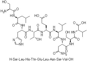 L-丝氨酰-L-亮氨酰-L-组氨酰-L-苏氨酰-L-alpha-谷氨酰-L-亮氨酰-L-天冬氨酰胺酰-L-丝氨酰-L-缬氨酸分子结构 (CAS 1133962-18-1)