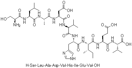 L-丝氨酰-L-亮氨酰-L-丙氨酰-L-alpha-天冬氨酰-L-缬氨酰-L-组氨酰-L-异亮氨酰-L-alpha-谷氨酰-L-缬氨酸分子结构 (CAS 1133963-95-7)