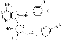 structure of CAS# 1134156-31-2, 5'-O-[(4-氰基苯基)甲基]-8-[[(3,4-二氯苯基)甲基]氨基]腺苷