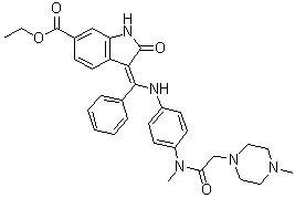 CAS # 1139455-52-9, (3Z)-2,3-Dihydro-3-[[[4-[methyl[2-(4-methyl-1-piperazinyl)acetyl]amino]phenyl]amino]phenylmethylene]-2-oxo-1H-indole-6-carboxylic acid ethyl ester
