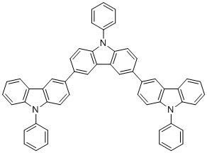 structure of CAS# 1141757-83-6, 3,6-Bis(9-phenyl-9H-carbazol-3-yl)-9-phenyl-9H-carbazole
