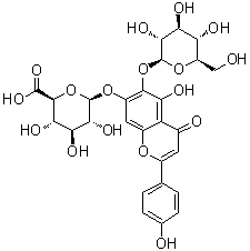 6-(beta-D-吡喃葡萄糖基氧基)-5-羟基-2-(4-羟基苯基)-4-氧代-4H-1-苯并吡喃-7-基 beta-D-吡喃葡糖苷酸分子结构 (CAS 1146045-40-0)