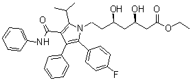 (betaR,deltaR)-2-(4-氟苯基)-beta,delta-二羟基-5-(1-甲基乙基)-3-苯基-4-[(苯基氨基)羰基]-1H-吡咯-1-庚酸乙酯分子结构 (CAS 1146977-93-6)