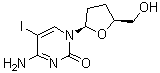 structure of CAS# 114748-57-1, 2',3'-Dideoxy-5-iodocytidine