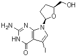 CAS 登录号：114748-67-3, 2-氨基-3,7-二氢-5-碘-7-[(2R,5S)-四氢-5-(羟基甲基)-2-呋喃基]-4H-吡咯并[2,3-d]嘧啶-4-酮