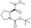 structure of CAS# 115186-37-3, N-(tert-Butoxycarbonyl)-L-proline N'-methoxy-N'-methylamide
