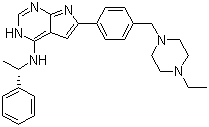 CAS 登录号：1155336-34-7, 6-[4-[(4-乙基-1-哌嗪基)甲基]苯基]-N-[(1S)-1-苯乙基]-7H-吡咯并[2,3-d]嘧啶-4-胺