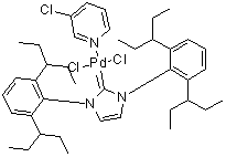 structure of CAS# 1158652-41-5, (SP-4-1)-[1,3-Bis[2,6-bis(1-ethylpropyl)phenyl]-1,3-dihydro-2H-imidazol-2-ylidene]dichloro(3-chloropyridine)palladium