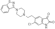 structure of CAS# 1159977-56-6, 5-[2-[4-(1,2-苯并异噻唑-3-基)-1-哌嗪基]乙基]-6-氯-1H-吲哚-2,3-二酮
