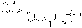 CAS # 1160513-64-3, (R)-2-[[4-[(2-Fluorobenzyl)oxy]benzyl]amino]propanamide methanesulfonate