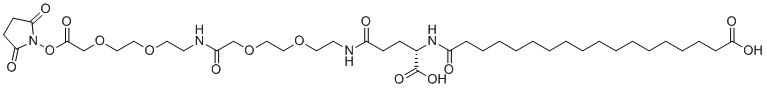 17-((S)-1-Carboxy-3-{2-[2-({2-[2-(2,5-dioxo-pyrrolidin-1-yloxycarbonylmethoxy)ethoxy]ethylcarbamoyl}methoxy)ethoxy]ethylcarbamoyl}propylcarbamoyl)-heptadecanoic acid molecular structure (CAS 1169630-40-3)
