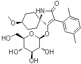 structure of CAS# 1172614-86-6, 顺式-3-(2,5-二甲基苯基)-4-(beta-D-吡喃葡萄糖基氧基)-8-甲氧基-1-氮杂螺[4.5]癸-3-烯-2-酮